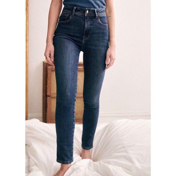 Sézane Denim Perfect Slim Jeans in Blue Denim - Picture 1 of 11